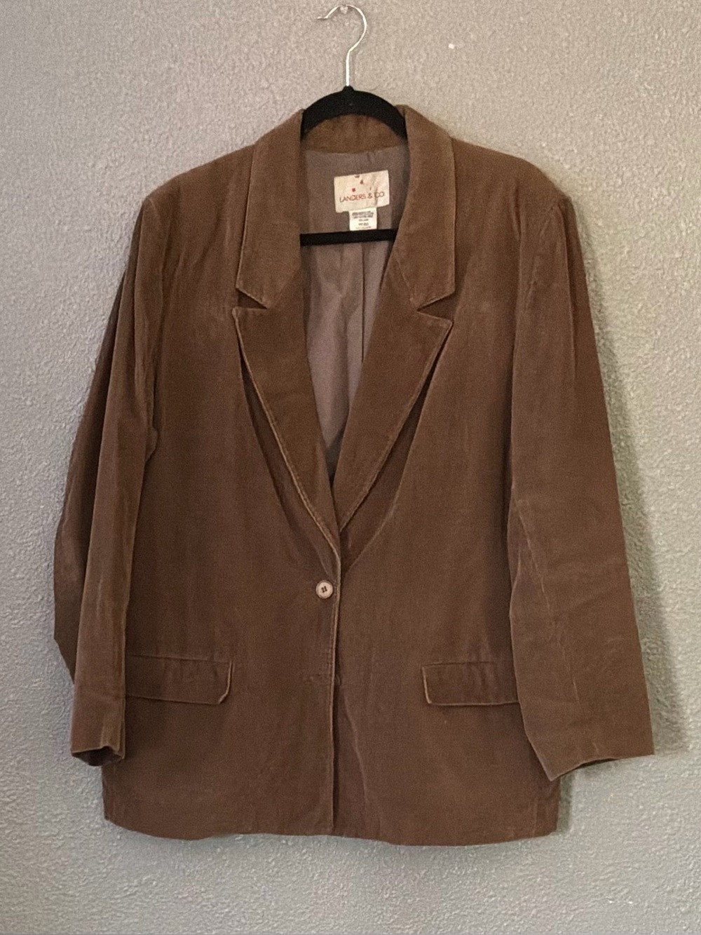 Lands' End Brown Suede Blazer - Single Button Notch Lapel